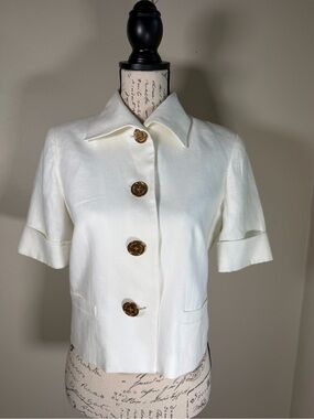 Ralph Lauren Cream Short Sleeve Blazer with Gold Buttons